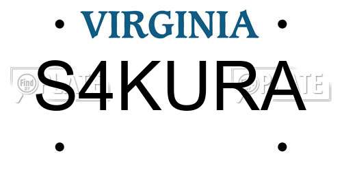S4KURA Virginia License Plate