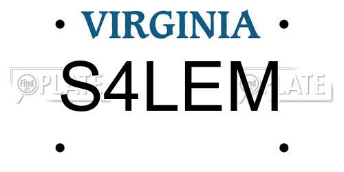 S4LEM Virginia License Plate