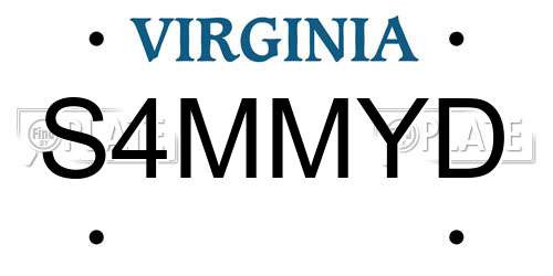 S4MMYD Virginia License Plate