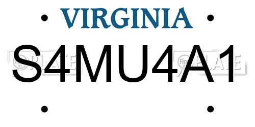 S4MU4A1 Virginia License Plate
