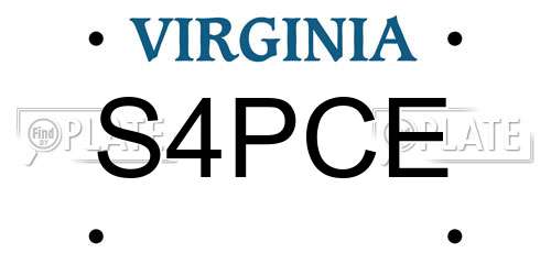 S4PCE Virginia License Plate