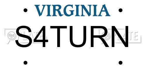 S4TURN Virginia License Plate