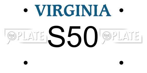 S50 Virginia License Plate