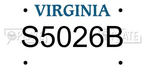 S5026B Virginia License Plate