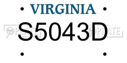 S5043D Virginia License Plate