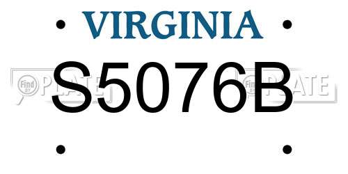 S5076B Virginia License Plate