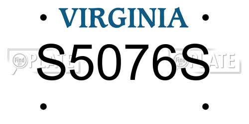 S5076S Virginia License Plate