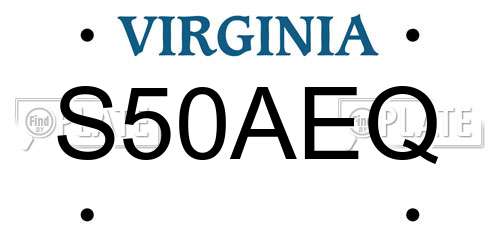 S50AEQ Virginia License Plate