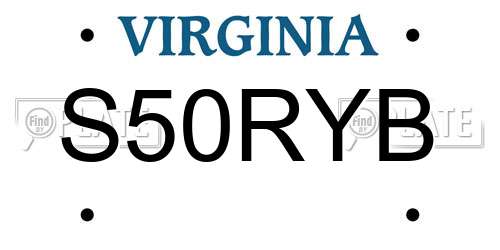 S50RYB Virginia License Plate
