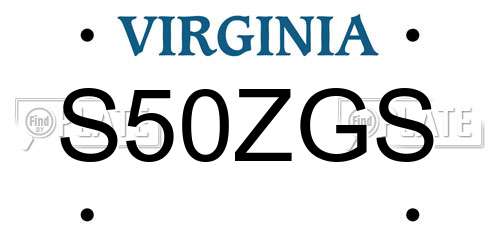 S50ZGS Virginia License Plate
