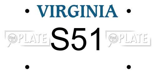 S51 Virginia License Plate