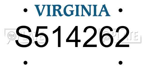 S514262 Virginia License Plate