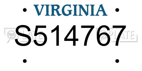 S514767 Virginia License Plate