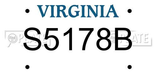 S5178B Virginia License Plate