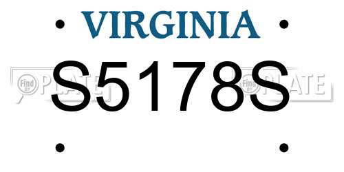 S5178S Virginia License Plate
