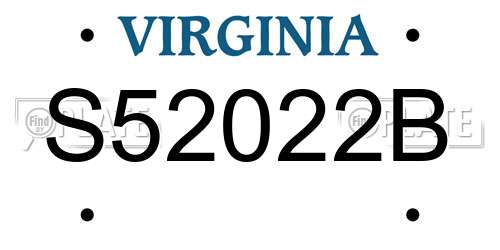 S52022B Virginia License Plate