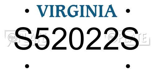 S52022S Virginia License Plate