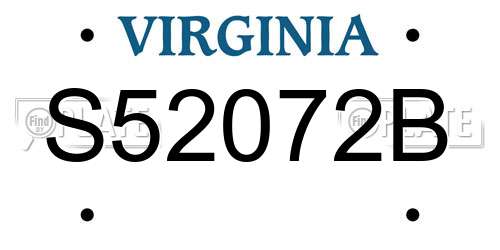 S52072B Virginia License Plate