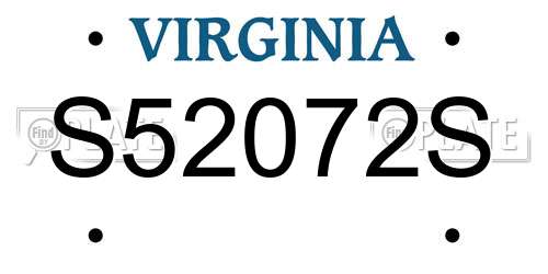 S52072S Virginia License Plate