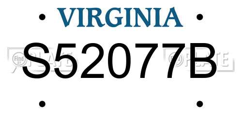 S52077B Virginia License Plate