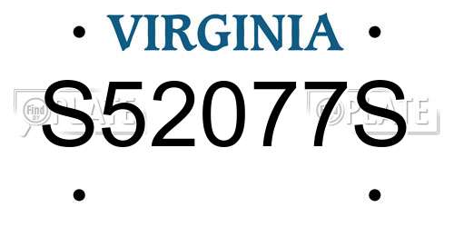 S52077S Virginia License Plate