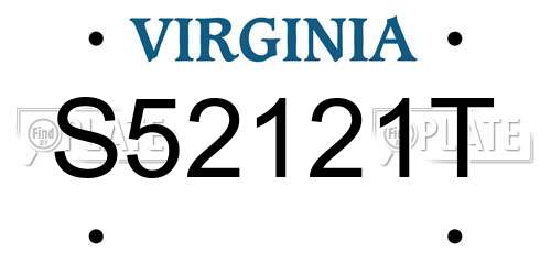 S52121T Virginia License Plate