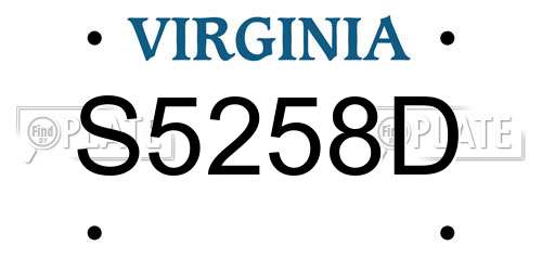 S5258D Virginia License Plate