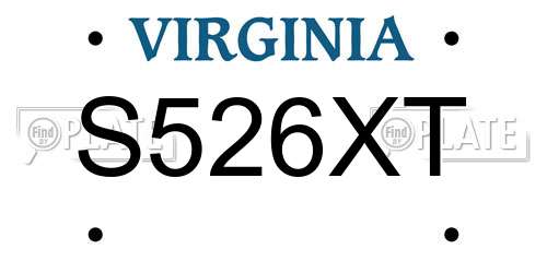 S526XT Virginia License Plate