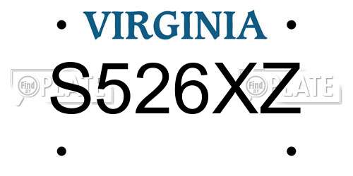 S526XZ Virginia License Plate
