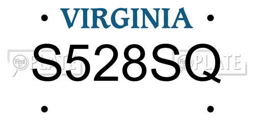 S528SQ Virginia License Plate