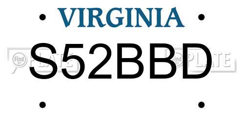 S52BBD Virginia License Plate