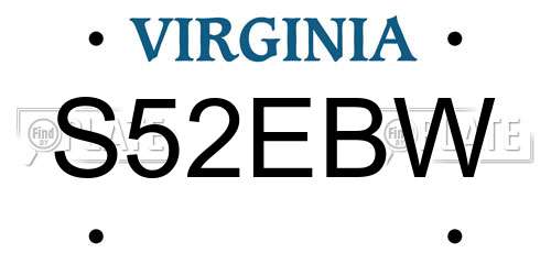S52EBW Virginia License Plate