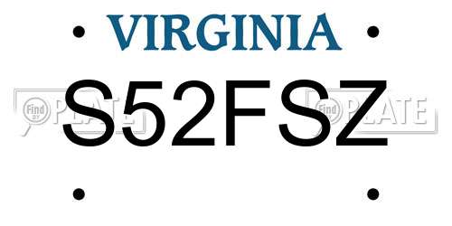 S52FSZ Virginia License Plate