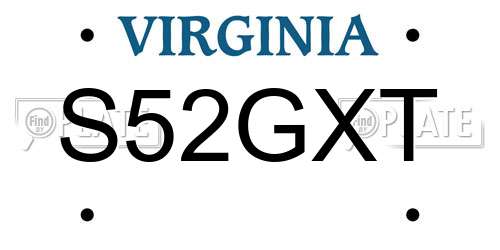 S52GXT Virginia License Plate