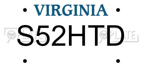 S52HTD Virginia License Plate