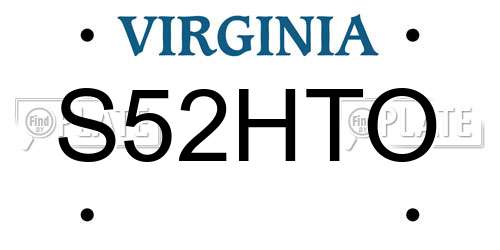 S52HTO Virginia License Plate