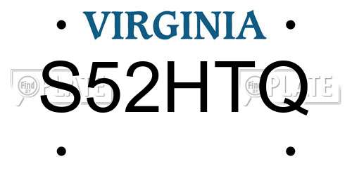 S52HTQ Virginia License Plate