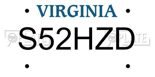 S52HZD Virginia License Plate