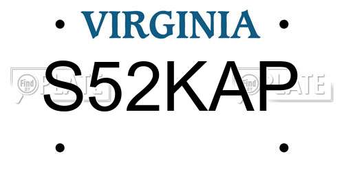 S52KAP Virginia License Plate