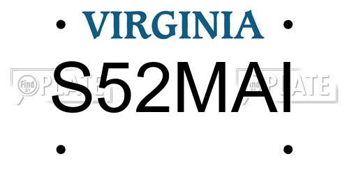 S52MAI Virginia License Plate