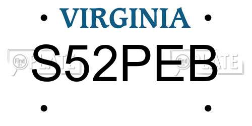 S52PEB Virginia License Plate