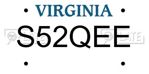S52QEE Virginia License Plate
