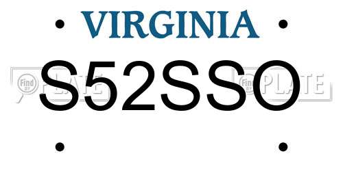 S52SSO Virginia License Plate