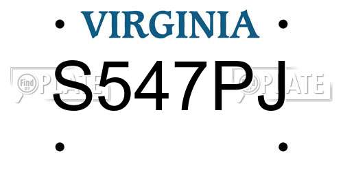 S547PJ Virginia License Plate
