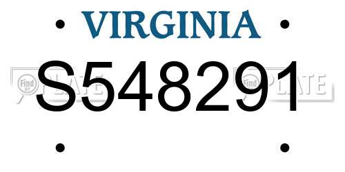 S548291 Virginia License Plate