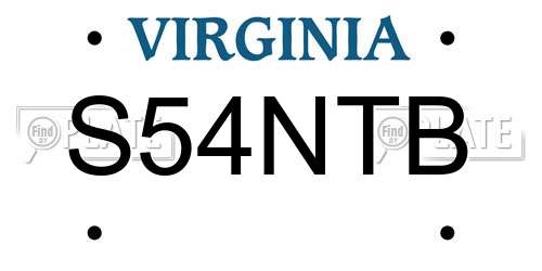 S54NTB Virginia License Plate
