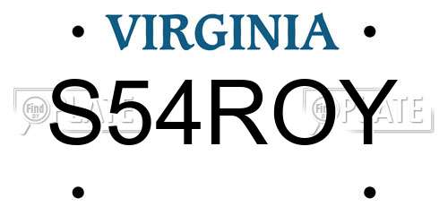 S54ROY Virginia License Plate
