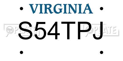 S54TPJ Virginia License Plate
