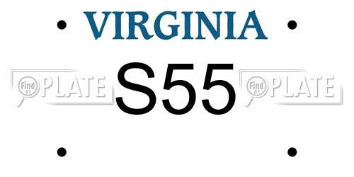 S55 Virginia License Plate