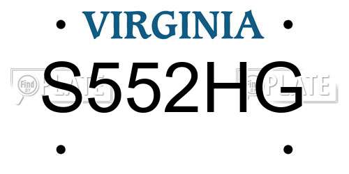 S552HG Virginia License Plate